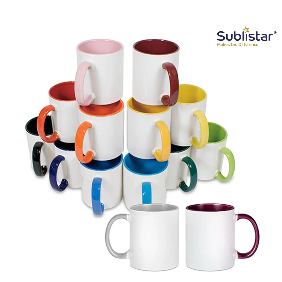 Keramiktasse Two Tone – Weiß mit farbiger Innenseite | individuell bedruckbar